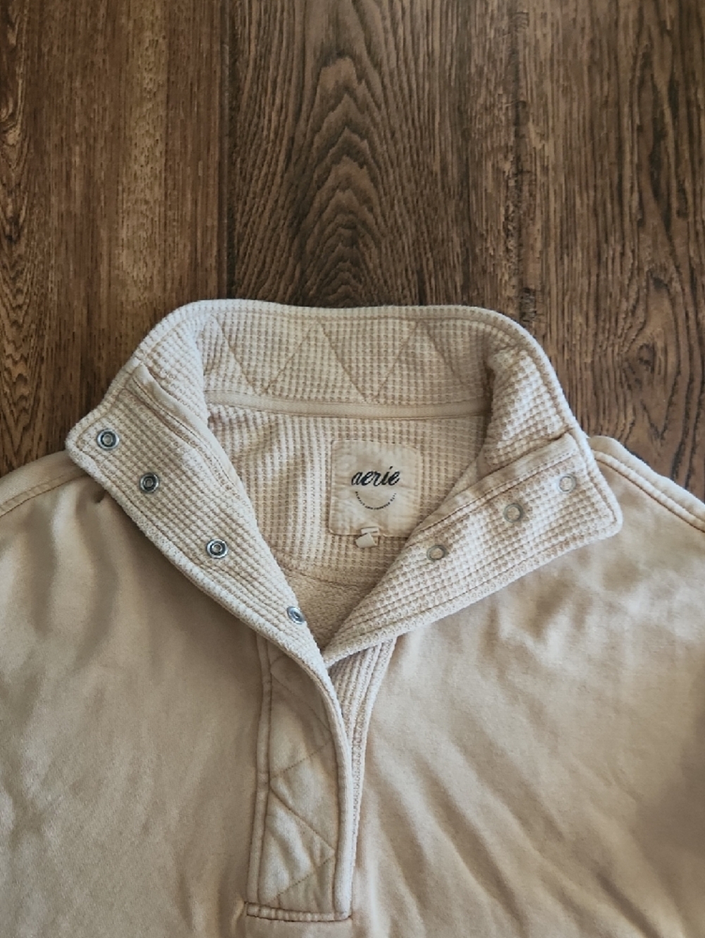 aerie Cream Waffle Knit Henley - Picture 3 of 4